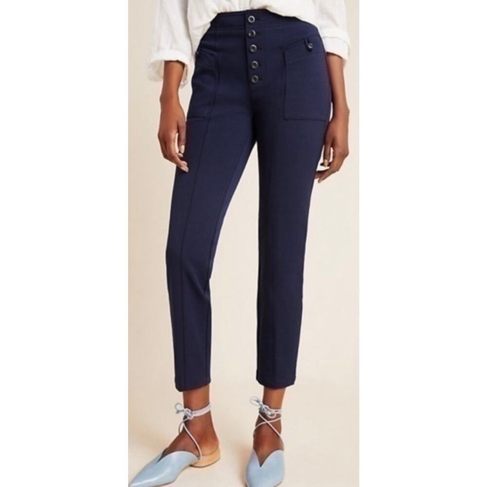 Anthropologie Bryson High Rise Pants Size 10 Navy - Picture 11 of 11